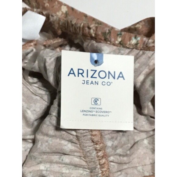 Arizona Jean Co Jumpsuit Womans Sm Brown Floral Smocked Strappy Wide Leg Peasant - Picture 13 of 16